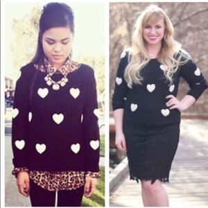 - Lauren Conrad black sweater with fuzzy hearts. Sm
